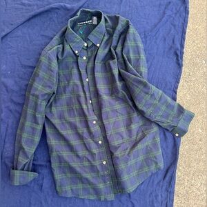 Express Casual Plaid Shirt in Green and Blue, SIZE XL